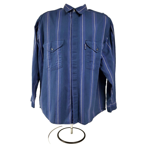 LEVIS MENS VINTAGE 80S DIAMOND LABEL BUTTON UP LONG SLEEVE SHIRT BLUE SIZE L - Picture 1 of 13